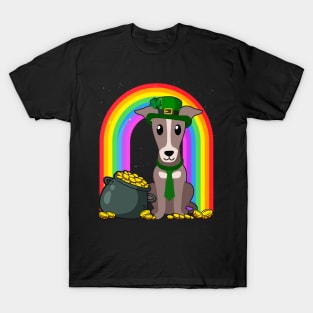 Whippet Rainbow Irish Clover St Patrick Day Dog Gift print T-Shirt